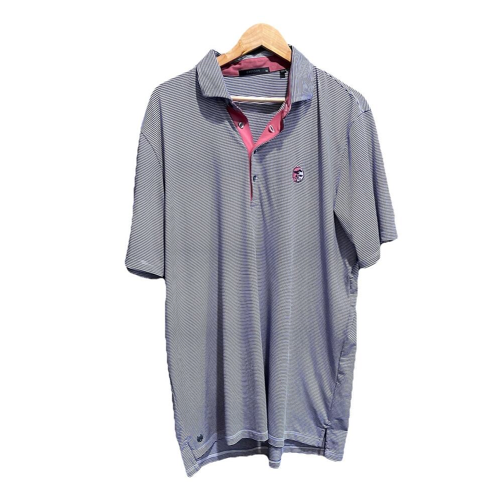 Greyson Purple White Stripe Short Sleeve Men's‎ Polo T-Shirt Size XL